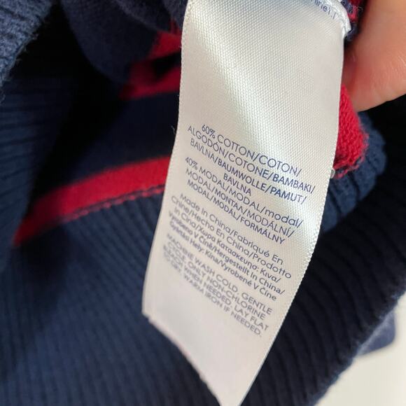 CHAPS | Sweater Navy Red Stripe Long Sleeve Bateau Neckline Womens Large - Picture 4 of 5